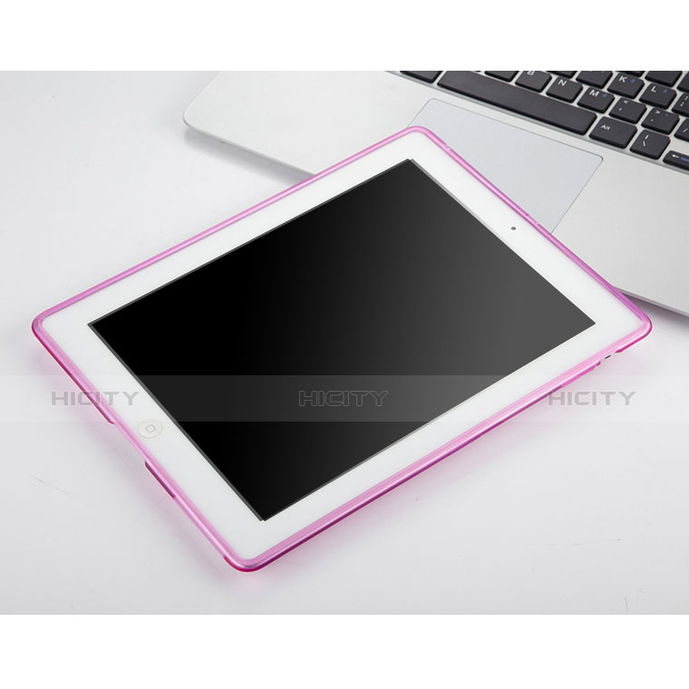 Silikon Schutzhülle Ultra Dünn Hülle Durchsichtig Transparent für Apple iPad 2 Rosa groß