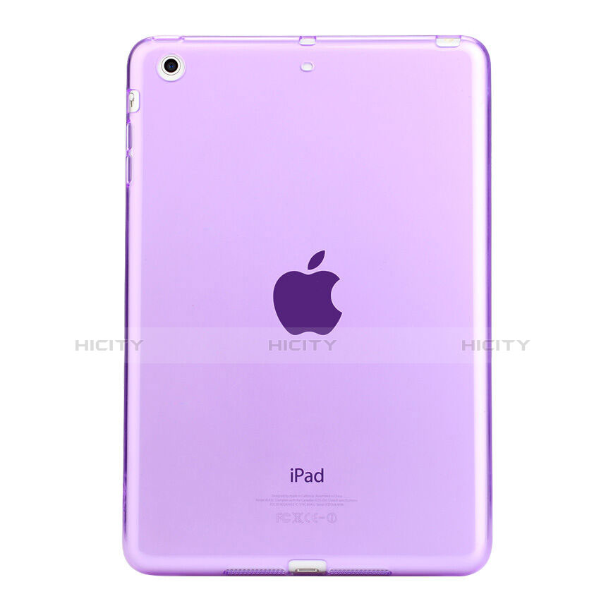 Silikon Schutzhülle Ultra Dünn Hülle Durchsichtig Transparent für Apple iPad Mini 2 Violett groß