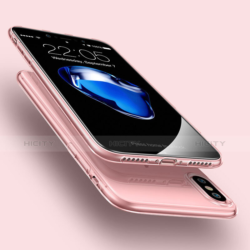 Silikon Schutzhülle Ultra Dünn Hülle Durchsichtig Transparent für Apple iPhone Xs Rosa