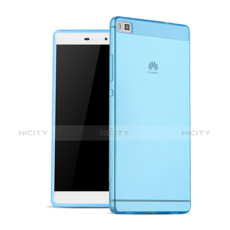 Silikon Schutzhülle Ultra Dünn Hülle Durchsichtig Transparent für Huawei P8 Blau Plus