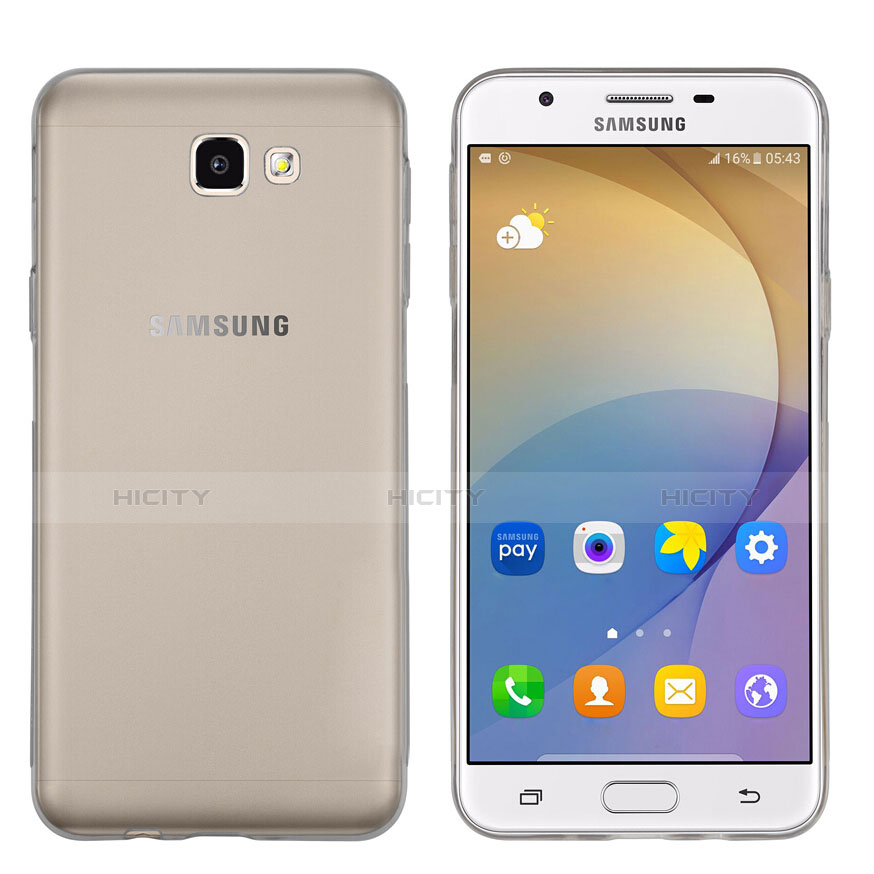 Silikon Schutzhülle Ultra Dünn Hülle Durchsichtig Transparent für Samsung Galaxy J5 Prime G570F Grau Plus