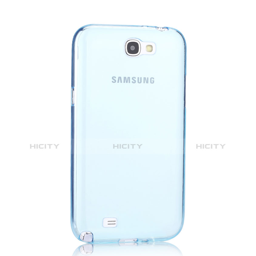 Silikon Schutzhülle Ultra Dünn Hülle Durchsichtig Transparent für Samsung Galaxy Note 2 N7100 N7105 Blau Plus