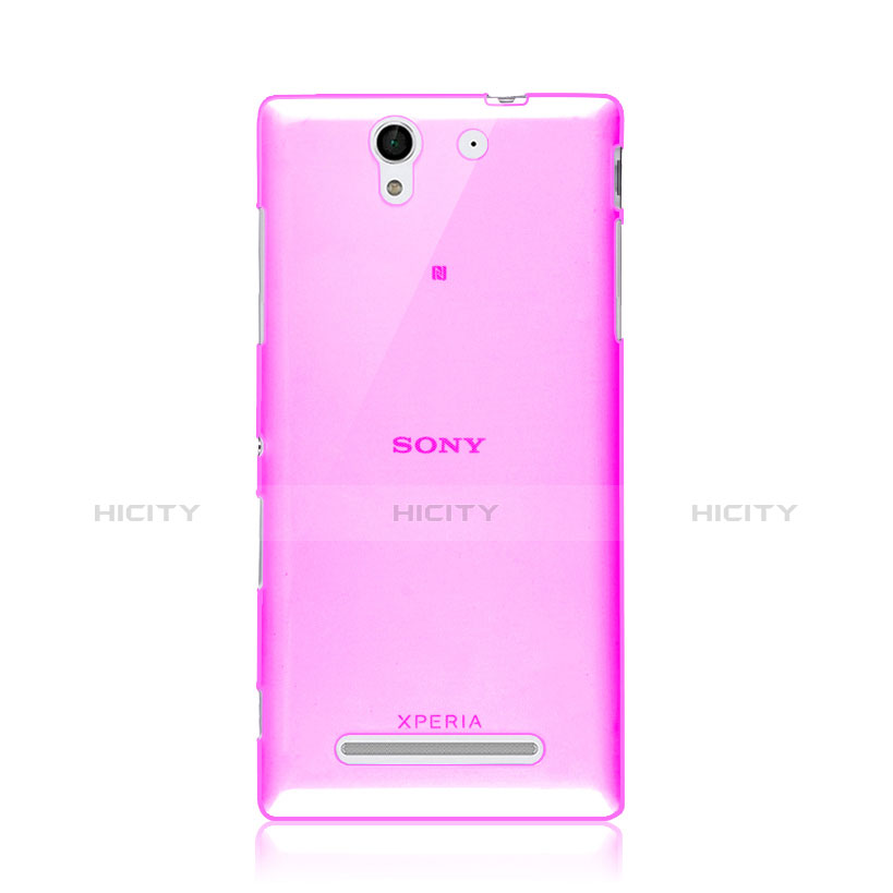 Silikon Schutzhülle Ultra Dünn Hülle Durchsichtig Transparent für Sony Xperia C3 Rosa Plus