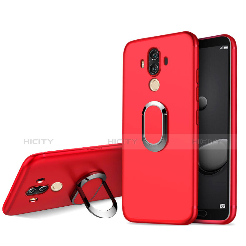 Silikon Schutzhülle Ultra Dünn Hülle Silikon mit Fingerring Ständer für Huawei Mate 10 Pro Rot Plus