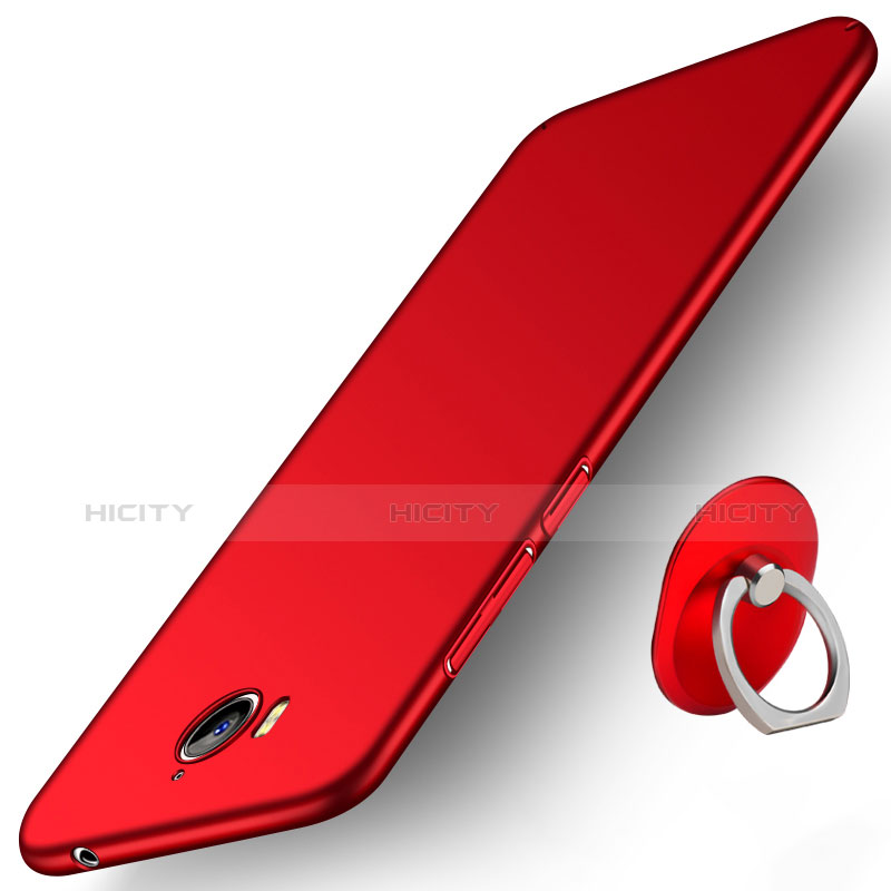 Silikon Schutzhülle Ultra Dünn Hülle Silikon mit Fingerring Ständer für Huawei Y6 (2017) Rot groß
