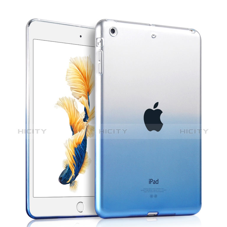 Silikon Schutzhülle Ultra Dünn Tasche Durchsichtig Farbverlauf für Apple iPad Air Blau Plus