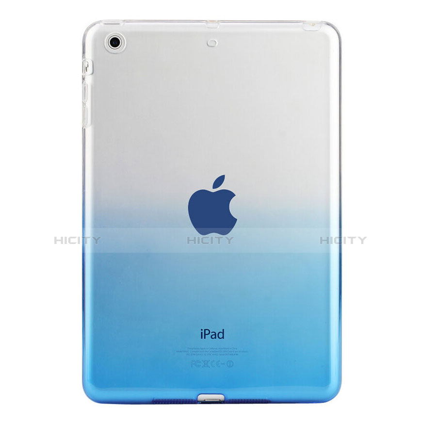 Silikon Schutzhülle Ultra Dünn Tasche Durchsichtig Farbverlauf für Apple iPad Mini Blau groß