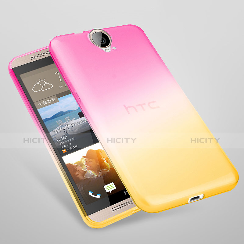 Silikon Schutzhülle Ultra Dünn Tasche Durchsichtig Farbverlauf für HTC One E9 Plus Rosa