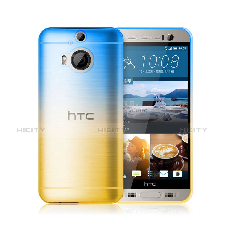 Silikon Schutzhülle Ultra Dünn Tasche Durchsichtig Farbverlauf für HTC One M9 Plus Orange Plus