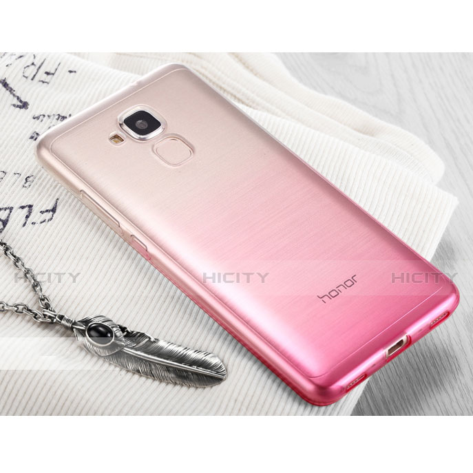 Silikon Schutzhülle Ultra Dünn Tasche Durchsichtig Farbverlauf für Huawei GT3 Rosa