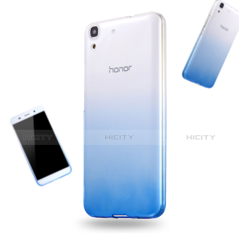 Silikon Schutzhülle Ultra Dünn Tasche Durchsichtig Farbverlauf für Huawei Honor 4A Blau groß