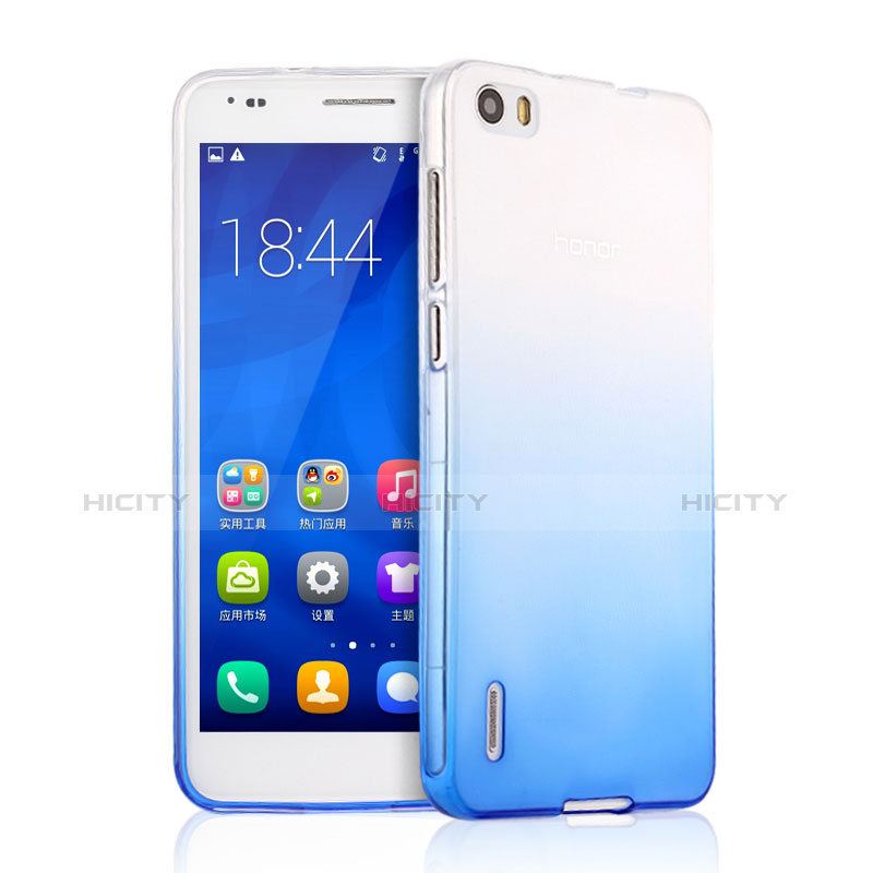 Silikon Schutzhülle Ultra Dünn Tasche Durchsichtig Farbverlauf für Huawei Honor 6 Blau