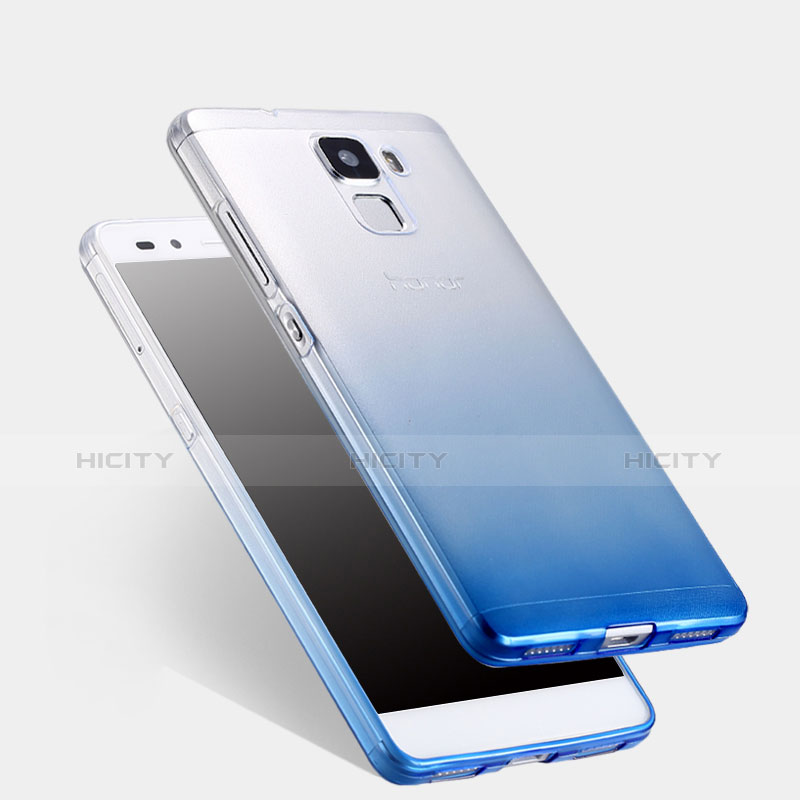 Silikon Schutzhülle Ultra Dünn Tasche Durchsichtig Farbverlauf für Huawei Honor 7 Blau Plus