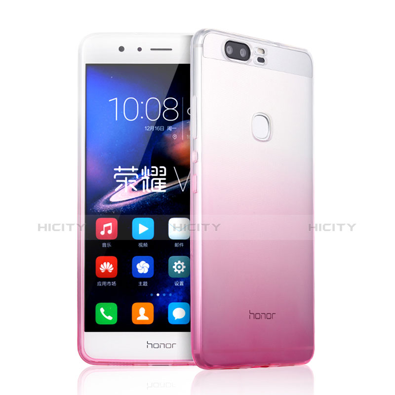 Silikon Schutzhülle Ultra Dünn Tasche Durchsichtig Farbverlauf für Huawei Honor V8 Rosa