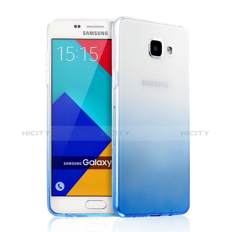 Silikon Schutzhülle Ultra Dünn Tasche Durchsichtig Farbverlauf für Samsung Galaxy A5 (2016) SM-A510F Blau groß