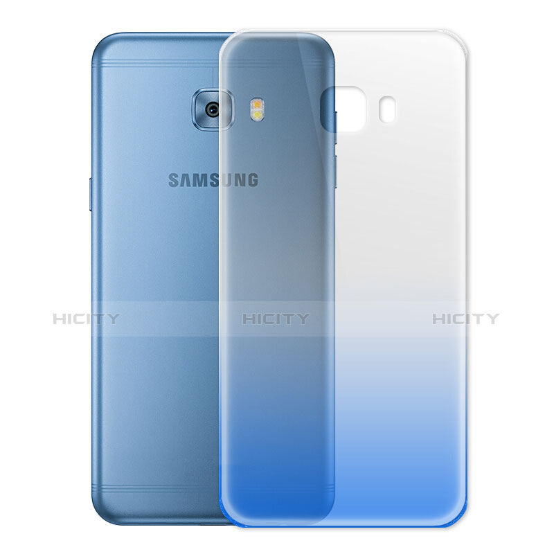 Silikon Schutzhülle Ultra Dünn Tasche Durchsichtig Farbverlauf für Samsung Galaxy C5 Pro C5010 Blau