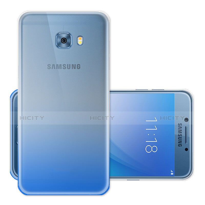 Silikon Schutzhülle Ultra Dünn Tasche Durchsichtig Farbverlauf für Samsung Galaxy C5 Pro C5010 Blau