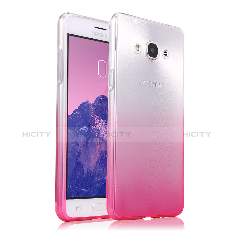 Silikon Schutzhülle Ultra Dünn Tasche Durchsichtig Farbverlauf für Samsung Galaxy J3 Pro (2016) J3110 Rosa