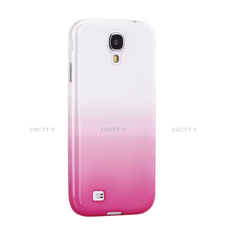 Silikon Schutzhülle Ultra Dünn Tasche Durchsichtig Farbverlauf für Samsung Galaxy S4 i9500 i9505 Rosa Plus