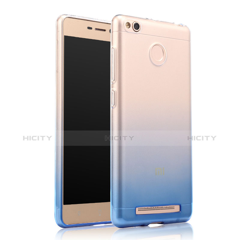 Silikon Schutzhülle Ultra Dünn Tasche Durchsichtig Farbverlauf für Xiaomi Redmi 3 High Edition Blau Plus