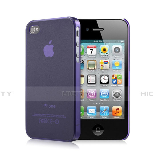 Silikon Schutzhülle Ultra Dünn Tasche Durchsichtig Matt für Apple iPhone 4 Violett Plus