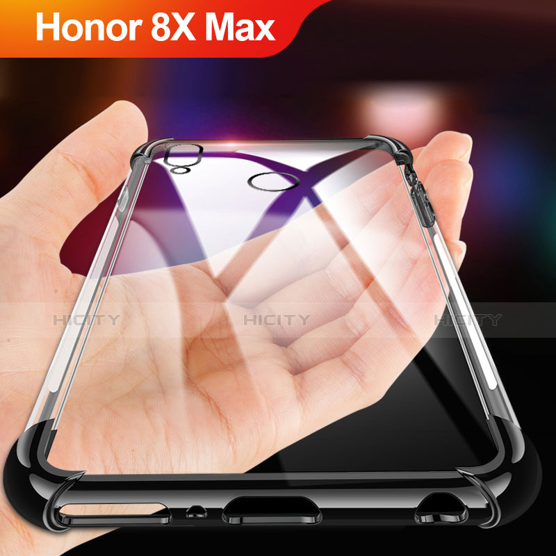 Silikon Schutzhülle Ultra Dünn Tasche Durchsichtig Transparent A02 für Huawei Honor 8X Max Schwarz Plus