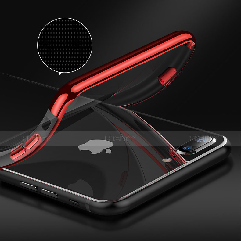 Silikon Schutzhülle Ultra Dünn Tasche Durchsichtig Transparent A06 für Apple iPhone 8 Plus Rot groß