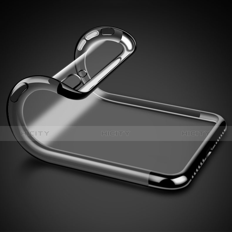 Silikon Schutzhülle Ultra Dünn Tasche Durchsichtig Transparent A07 für Apple iPhone 7 Plus Schwarz groß