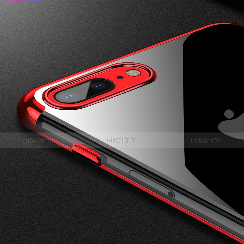 Silikon Schutzhülle Ultra Dünn Tasche Durchsichtig Transparent A12 für Apple iPhone 7 Plus Rot groß