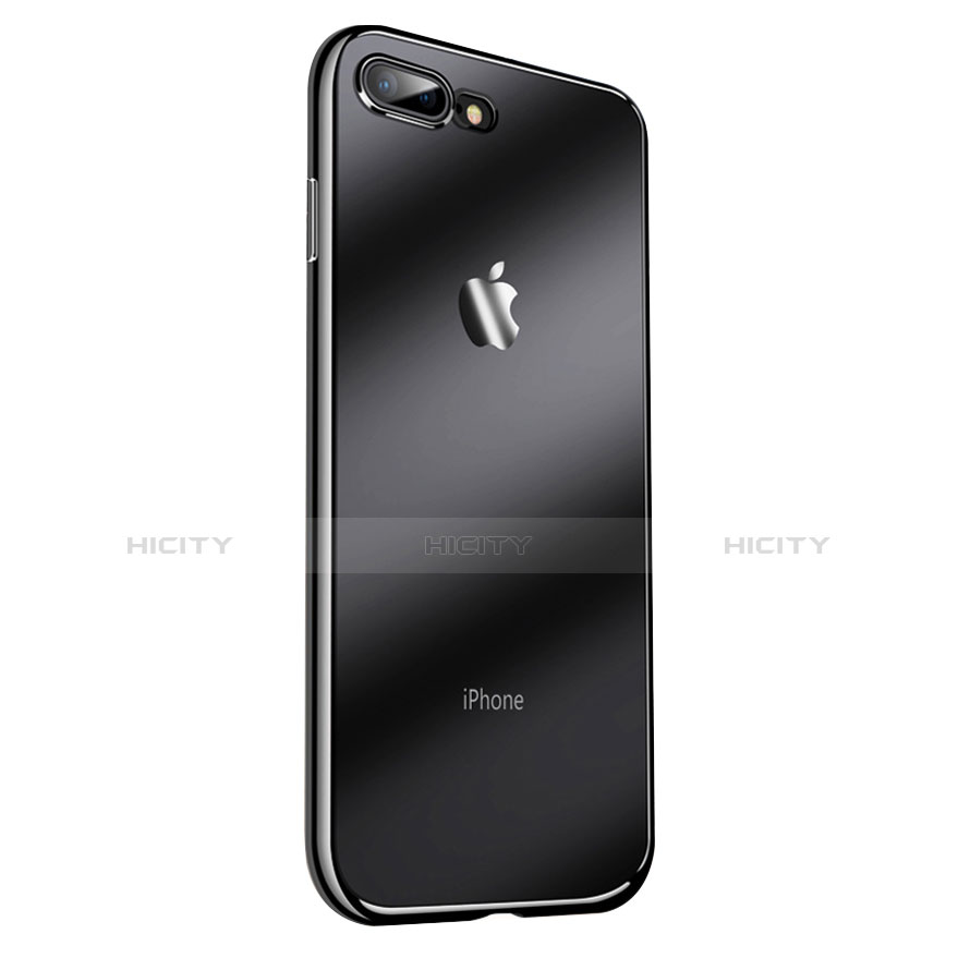 Silikon Schutzhülle Ultra Dünn Tasche Durchsichtig Transparent A14 für Apple iPhone 7 Plus Schwarz groß