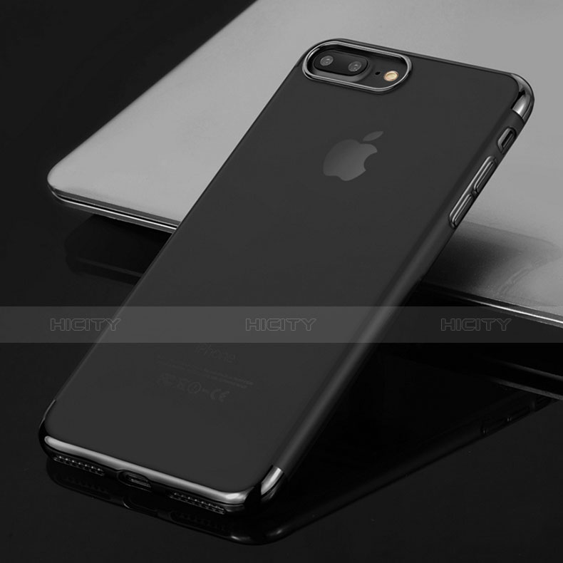 Silikon Schutzhülle Ultra Dünn Tasche Durchsichtig Transparent A22 für Apple iPhone 7 Plus Schwarz groß