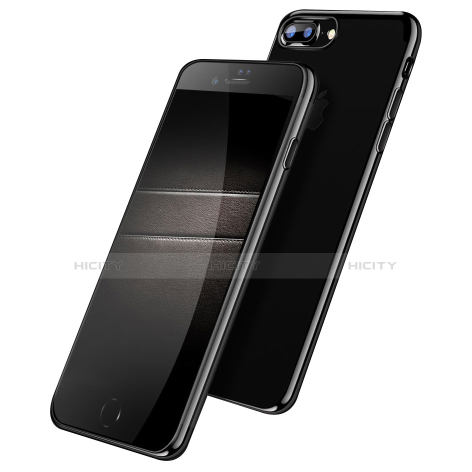 Silikon Schutzhülle Ultra Dünn Tasche Durchsichtig Transparent A22 für Apple iPhone 8 Plus Schwarz
