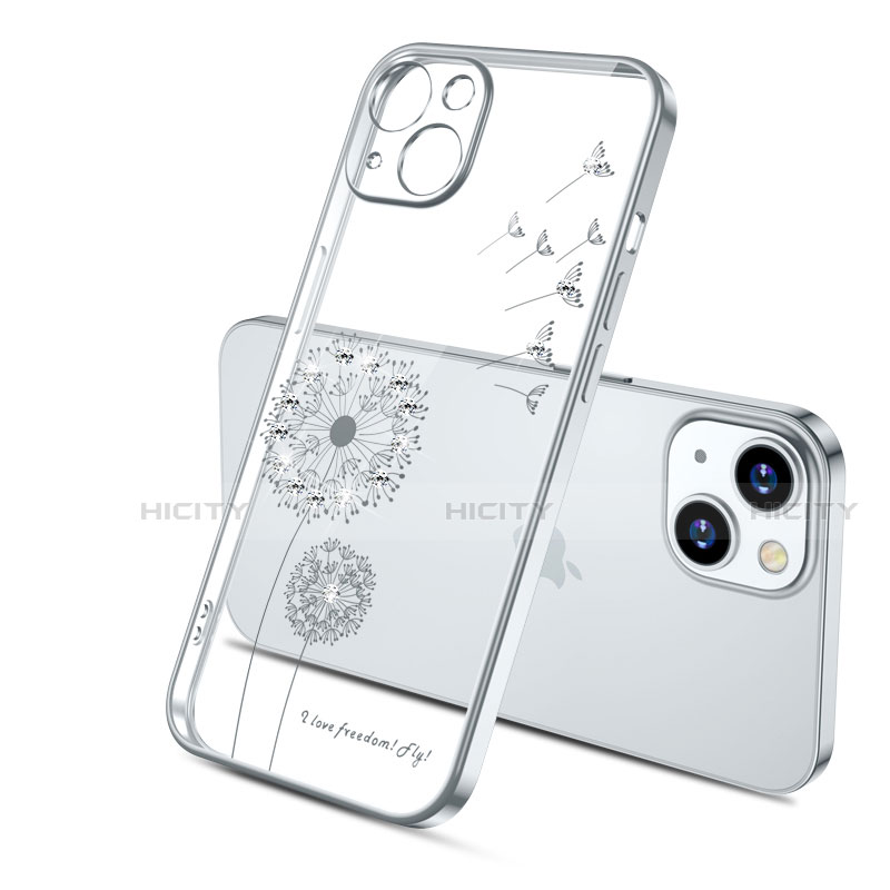 Silikon Schutzhülle Ultra Dünn Tasche Durchsichtig Transparent Blumen für Apple iPhone 14 Plus groß