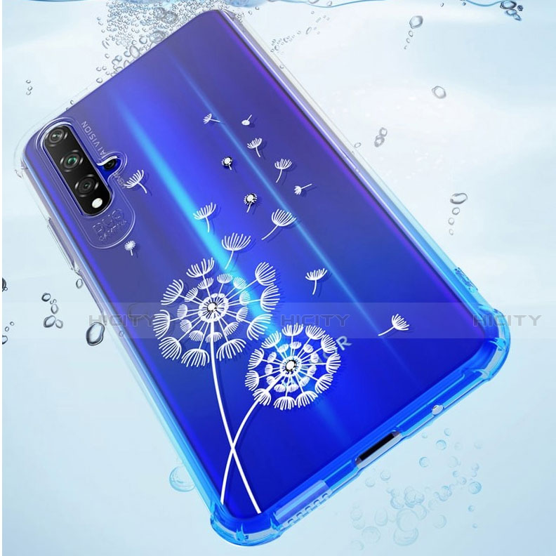 Silikon Schutzhülle Ultra Dünn Tasche Durchsichtig Transparent Blumen für Huawei Honor 20 groß
