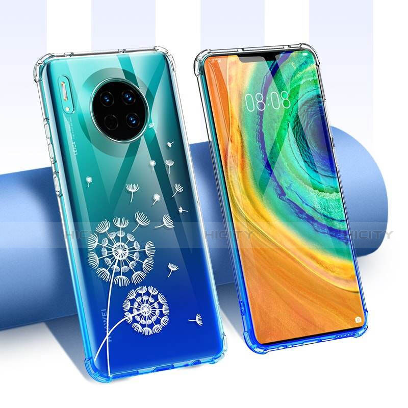 Silikon Schutzhülle Ultra Dünn Tasche Durchsichtig Transparent Blumen für Huawei Mate 30 Pro groß