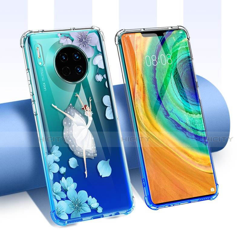 Silikon Schutzhülle Ultra Dünn Tasche Durchsichtig Transparent Blumen für Huawei Mate 30 Pro groß