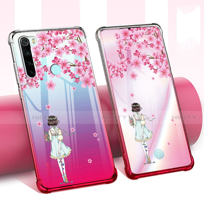 Silikon Schutzhülle Ultra Dünn Tasche Durchsichtig Transparent Blumen für Xiaomi Redmi Note 8 groß