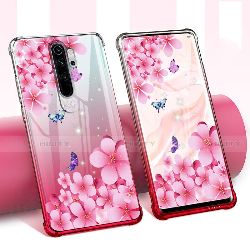 Silikon Schutzhülle Ultra Dünn Tasche Durchsichtig Transparent Blumen für Xiaomi Redmi Note 8 Pro groß