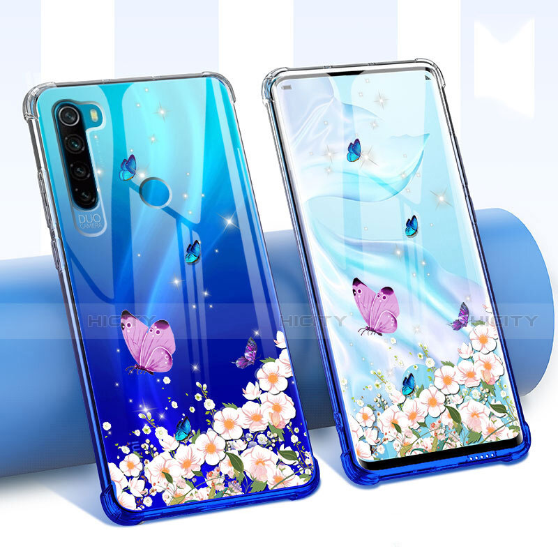 Silikon Schutzhülle Ultra Dünn Tasche Durchsichtig Transparent Blumen für Xiaomi Redmi Note 8T groß