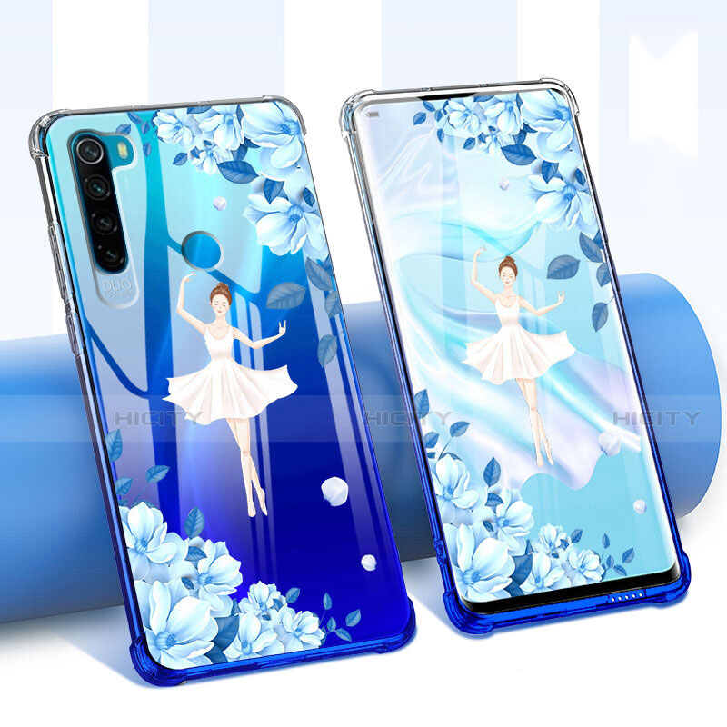 Silikon Schutzhülle Ultra Dünn Tasche Durchsichtig Transparent Blumen für Xiaomi Redmi Note 8T Weiß Plus