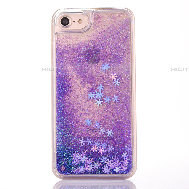 Silikon Schutzhülle Ultra Dünn Tasche Durchsichtig Transparent Blumen T01 für Apple iPhone 7 Violett