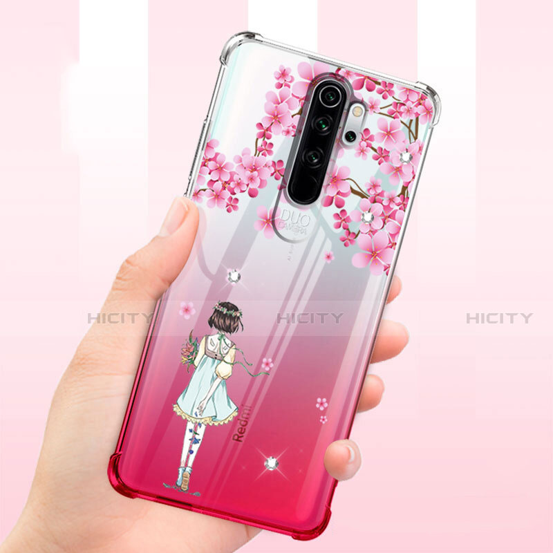 Silikon Schutzhülle Ultra Dünn Tasche Durchsichtig Transparent Blumen T01 für Xiaomi Redmi Note 8 Pro groß