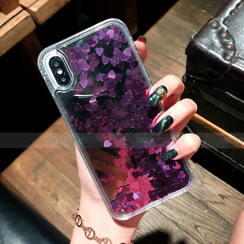 Silikon Schutzhülle Ultra Dünn Tasche Durchsichtig Transparent Blumen T26 für Apple iPhone Xs Max Violett Plus
