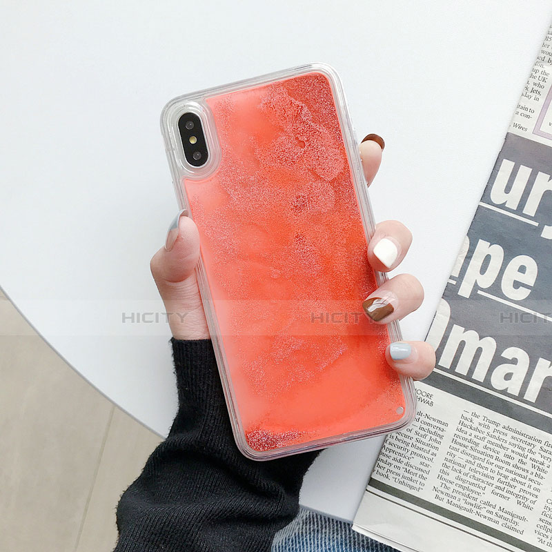 Silikon Schutzhülle Ultra Dünn Tasche Durchsichtig Transparent Blumen Z03 für Apple iPhone Xs Max Orange