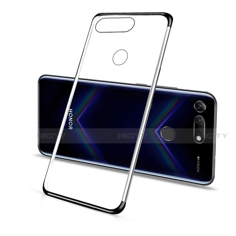 Silikon Schutzhülle Ultra Dünn Tasche Durchsichtig Transparent C01 für Huawei Honor V20 Schwarz Plus