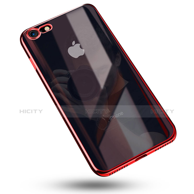 Silikon Schutzhülle Ultra Dünn Tasche Durchsichtig Transparent C02 für Apple iPhone 7 Rot Plus