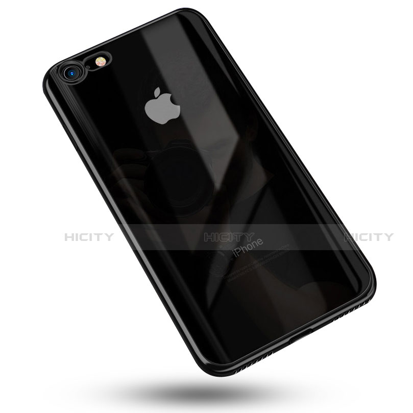 Silikon Schutzhülle Ultra Dünn Tasche Durchsichtig Transparent C02 für Apple iPhone SE (2020) Schwarz Plus