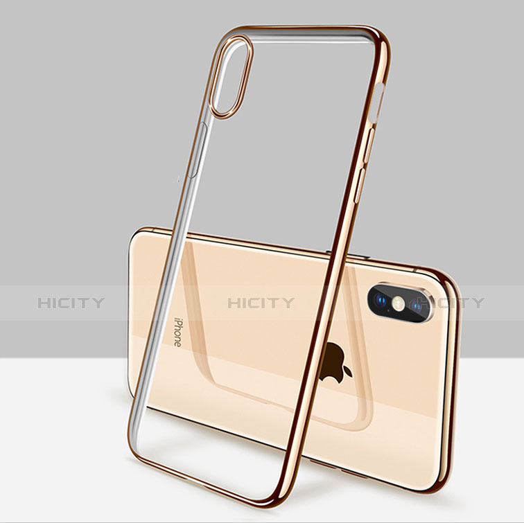 Silikon Schutzhülle Ultra Dünn Tasche Durchsichtig Transparent C11 für Apple iPhone Xs Gold