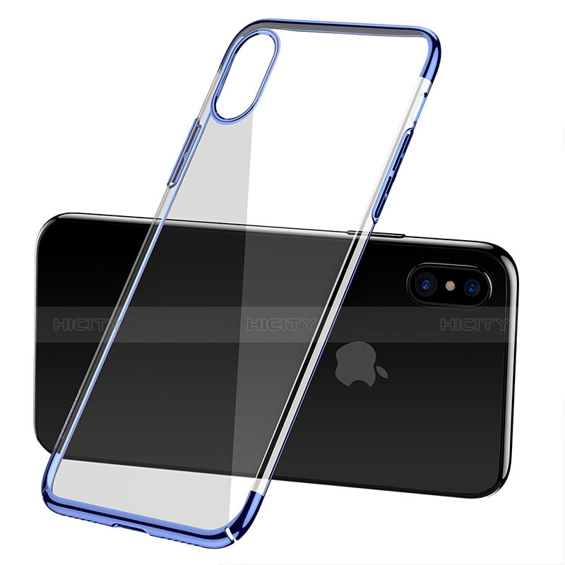 Silikon Schutzhülle Ultra Dünn Tasche Durchsichtig Transparent C16 für Apple iPhone Xs Blau