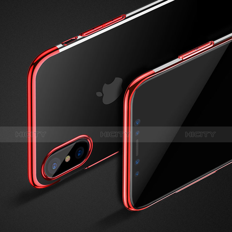 Silikon Schutzhülle Ultra Dünn Tasche Durchsichtig Transparent C16 für Apple iPhone Xs Rot